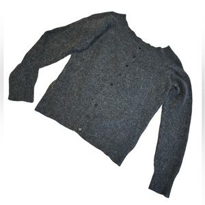 Angora Lambswool Women’s Sweater Medium Quiet Luxury Dainty Gray Plush Parisian